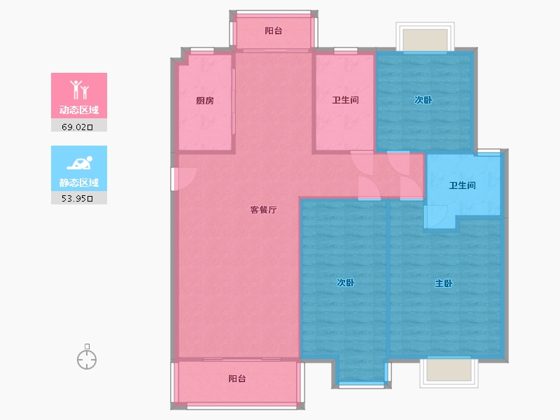 江苏省-苏州市-湖畔翠庭-100.72-户型库-动静分区