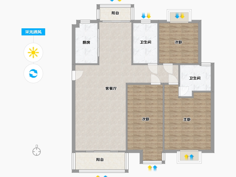 江苏省-苏州市-湖畔翠庭-100.72-户型库-采光通风