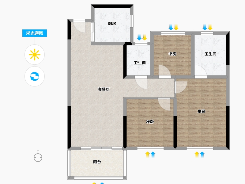 江苏省-常州市-随园金麟园-110.00-户型库-采光通风