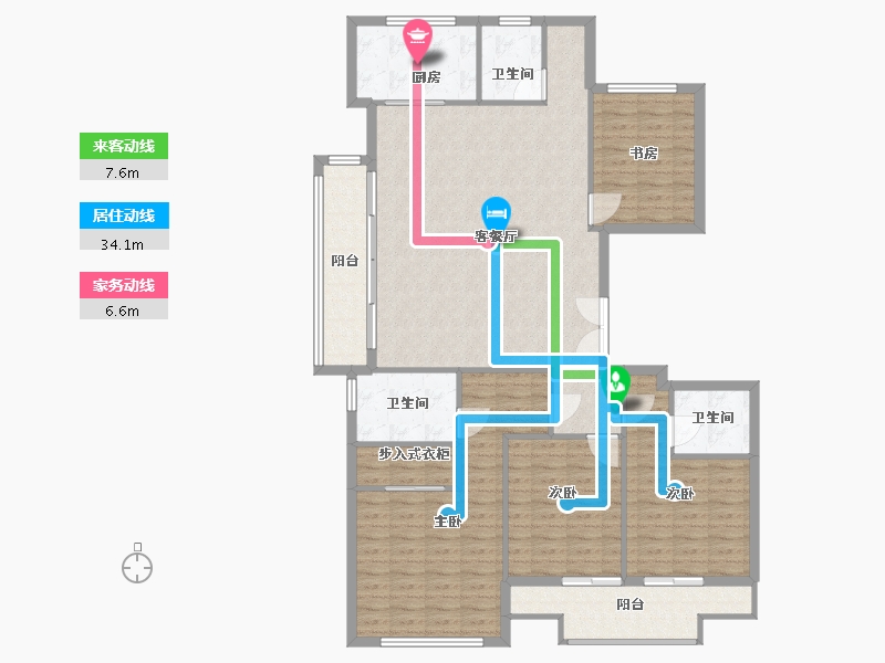 浙江省-杭州市-东望雅苑-140.00-户型库-动静线