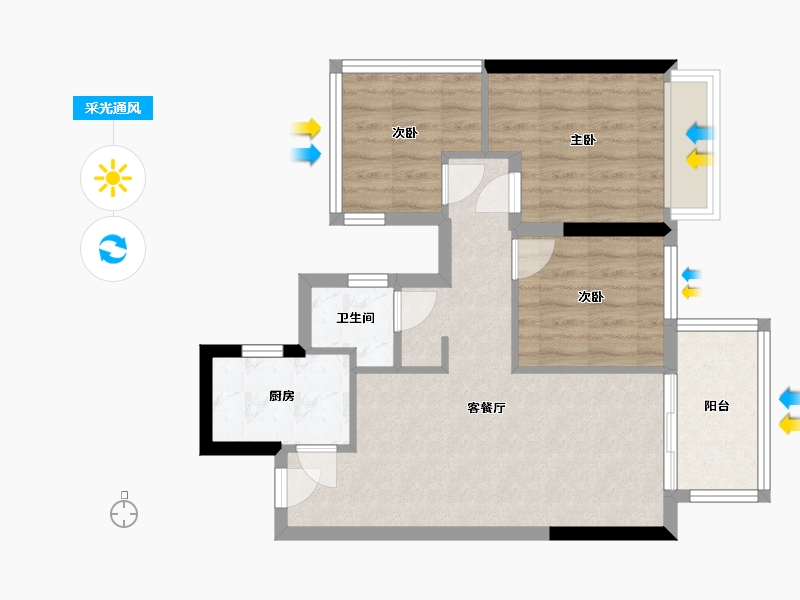 广西壮族自治区-南宁市-保利明玥江山-62.18-户型库-采光通风