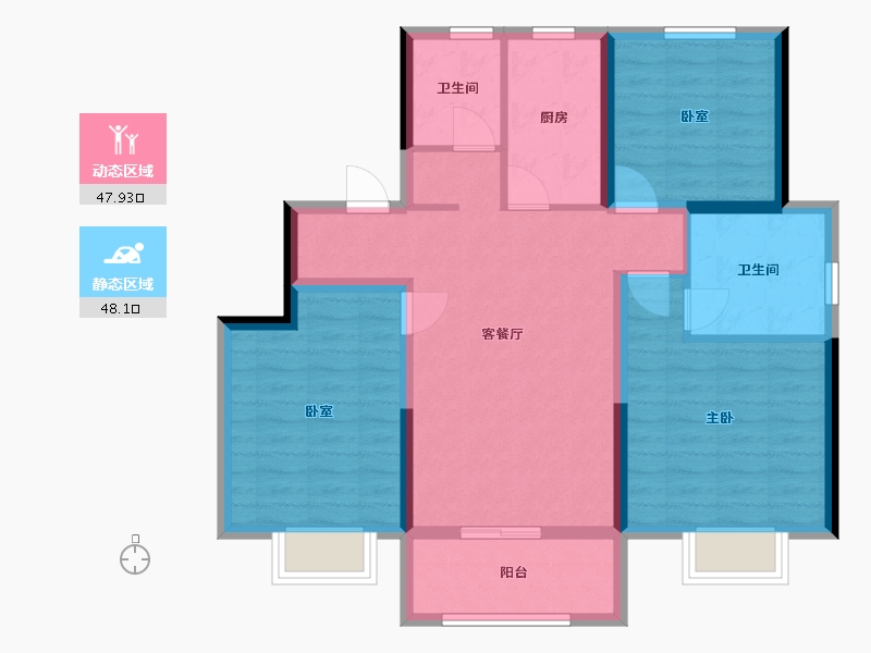 天津-天津市-雍澜园-85.60-户型库-动静分区