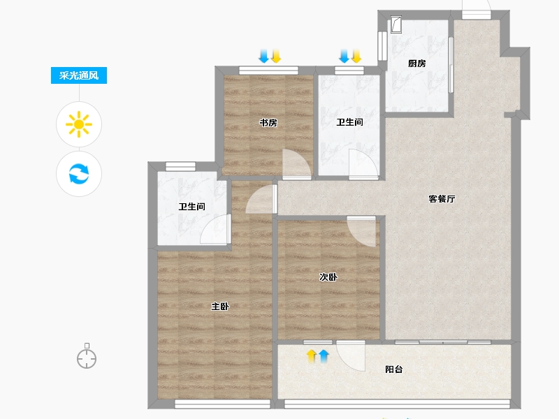 山东省-青岛市-绿城-74.00-户型库-采光通风