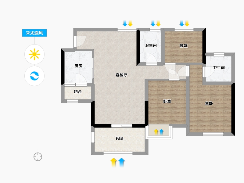 四川省-南充市-蜀道锦绣澜庭-81.60-户型库-采光通风