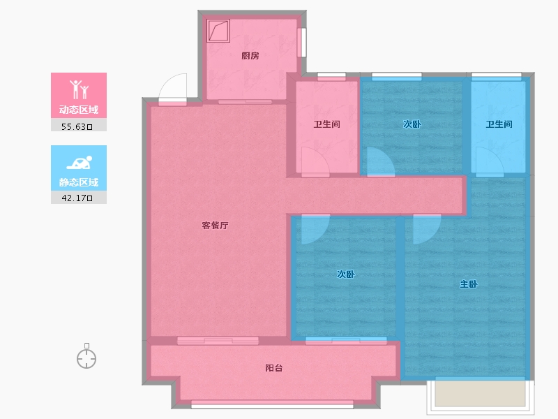 江苏省-苏州市-临江福苑-94.43-户型库-动静分区