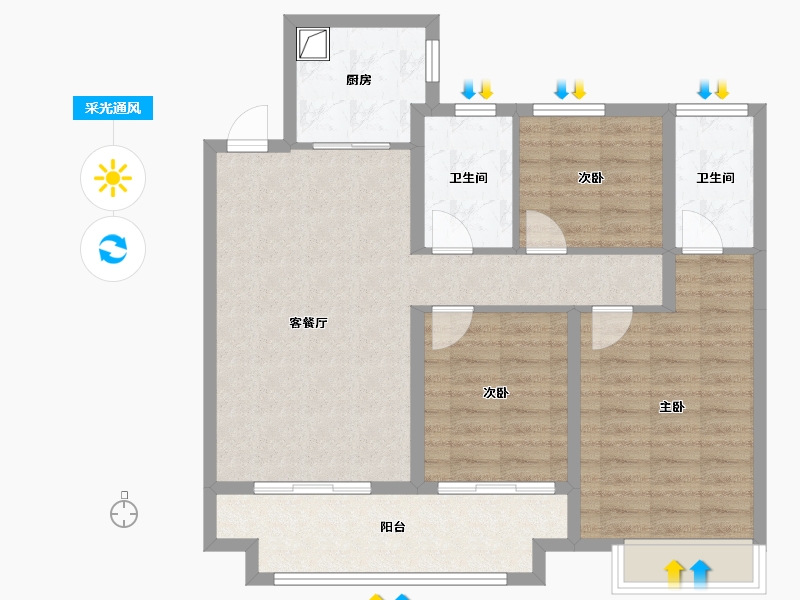 江苏省-苏州市-临江福苑-94.43-户型库-采光通风