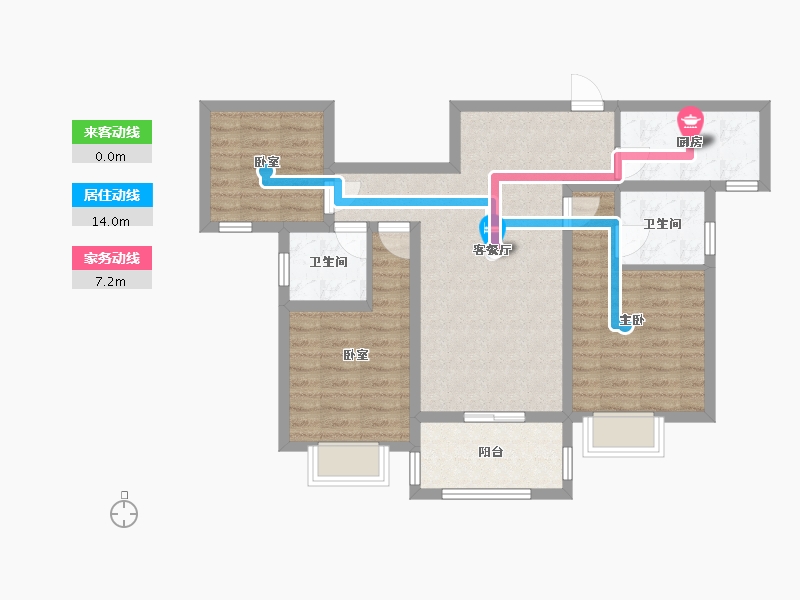 陕西省-咸阳市-永大樾华府-88.95-户型库-动静线