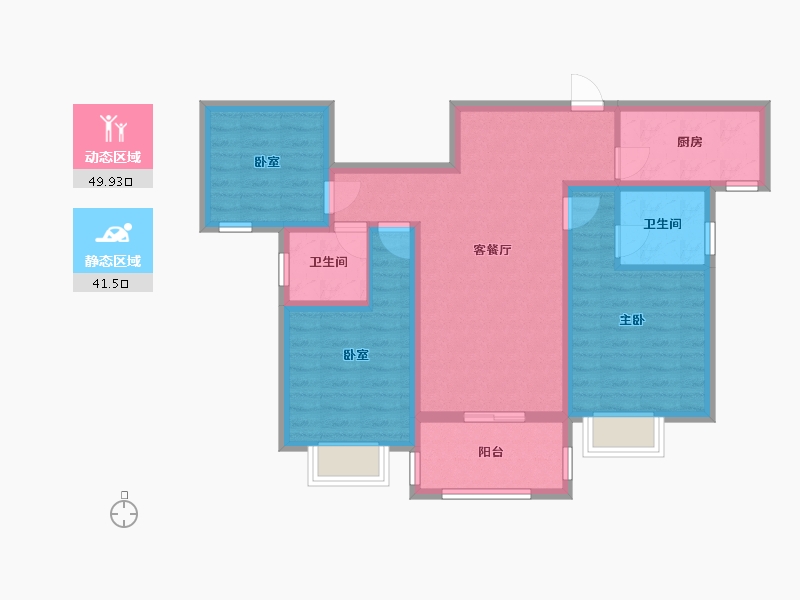 陕西省-咸阳市-永大樾华府-88.95-户型库-动静分区