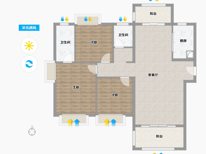 福建省-厦门市-馨生家园-123.00-户型库-采光通风