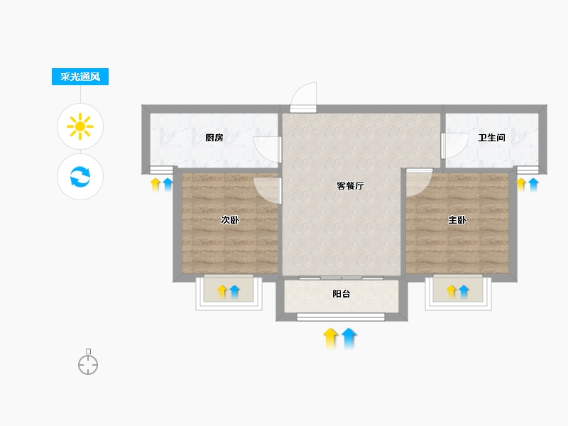 山西省-太原市-荣兴天成小区-64.80-户型库-采光通风