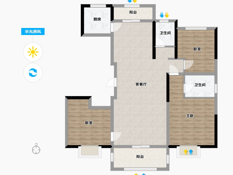 河南省-南阳市-兴达珑府-112.00-户型库-采光通风