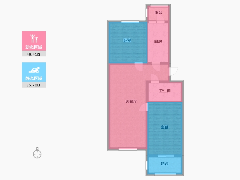 北京-北京市-龙腾苑-四区-75.56-户型库-动静分区