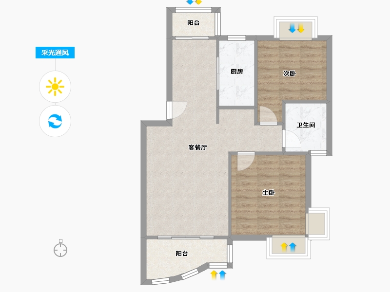 上海-上海市-美树铭家-65.97-户型库-采光通风