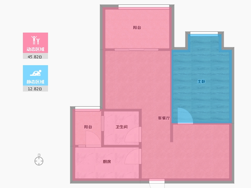 重庆-重庆市-廊桥水乡四组团-53.24-户型库-动静分区