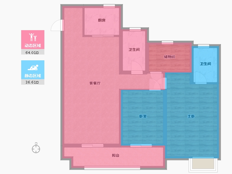 浙江省-金华市-中梁华董壹号院-89.60-户型库-动静分区