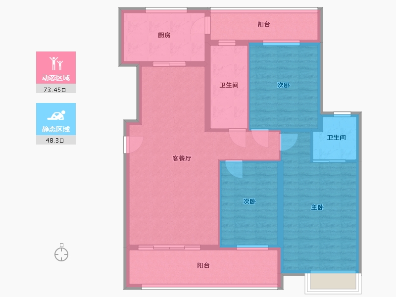 湖北省-黄冈市-长安世纪城-107.95-户型库-动静分区