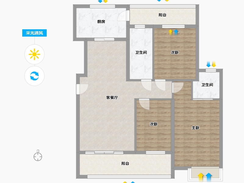 湖北省-黄冈市-长安世纪城-107.95-户型库-采光通风