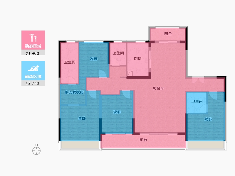 江苏省-苏州市-向东岛 5 期-140.00-户型库-动静分区