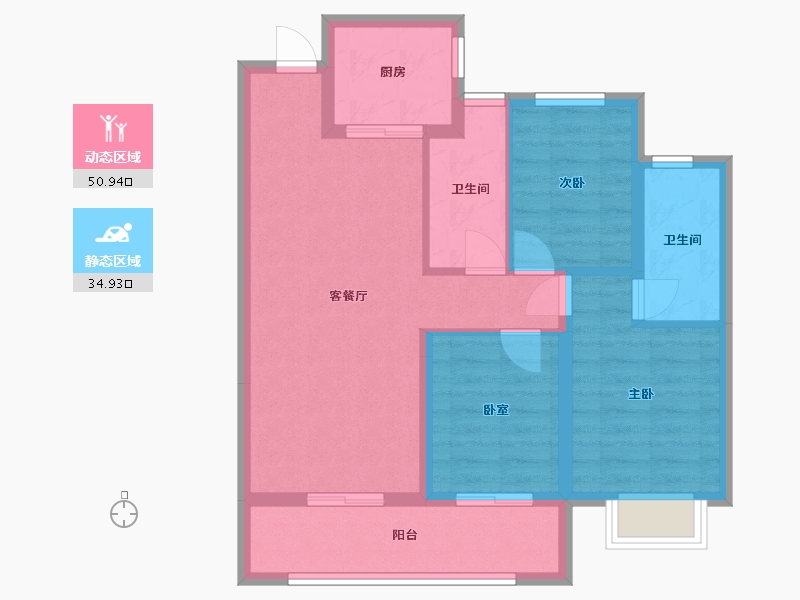 陕西省-西安市-招商央畔-82.82-户型库-动静分区