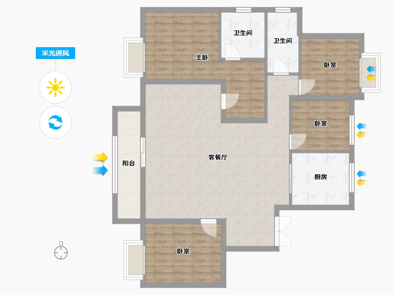 山西省-晋中市-龙湖天境-150.00-户型库-采光通风