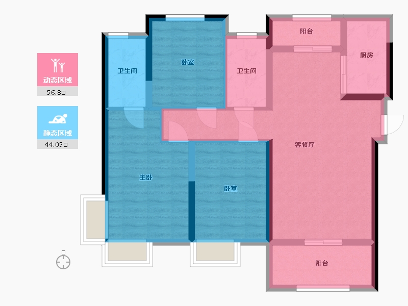 江西省-南昌市-联发时代天阶-89.65-户型库-动静分区