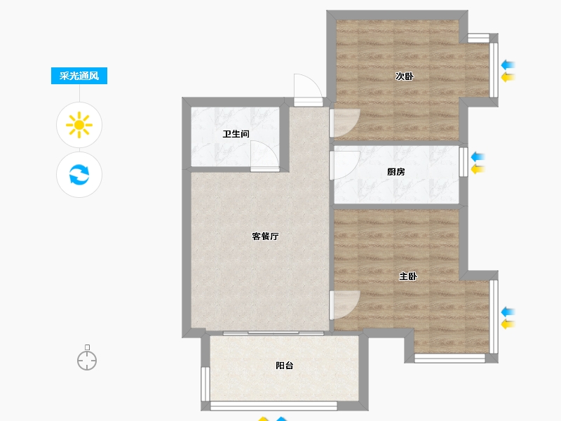 北京-北京市-卢卡新天地-65.00-户型库-采光通风