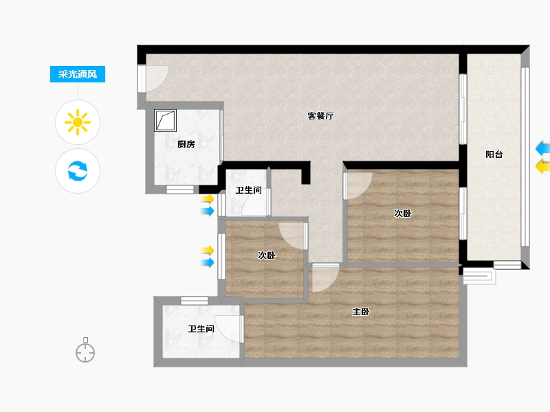 湖南省-长沙市-碧桂园时代城-80.00-户型库-采光通风