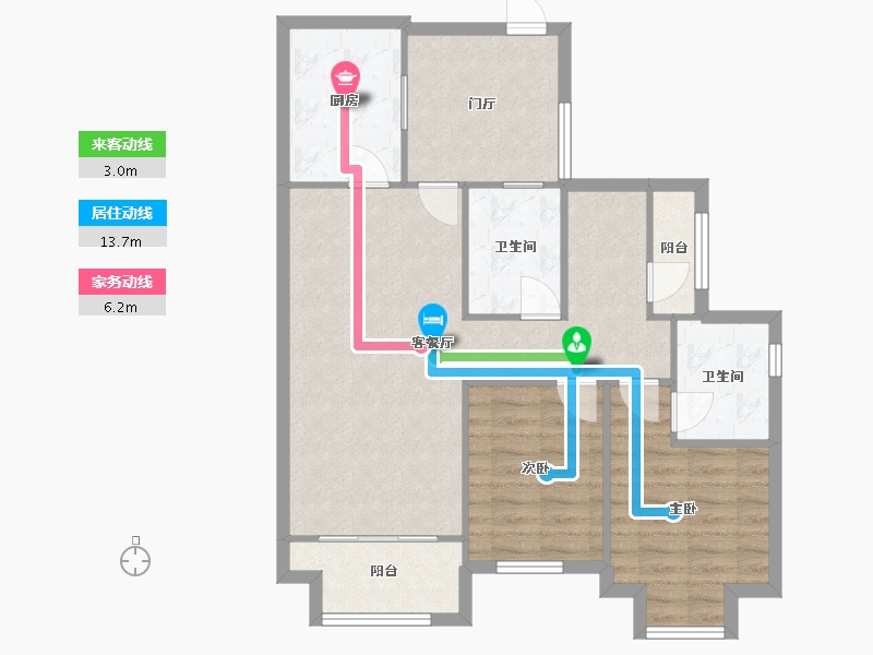 重庆-重庆市-文旅城御岸-77.95-户型库-动静线