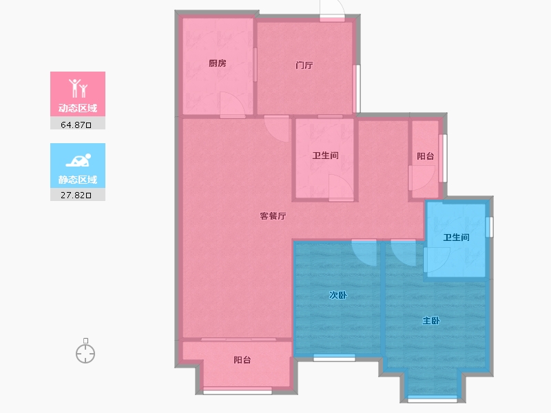 重庆-重庆市-文旅城御岸-77.95-户型库-动静分区