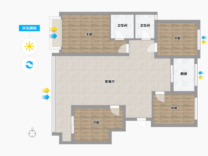 山东省-潍坊市-君悦世家-119.00-户型库-采光通风