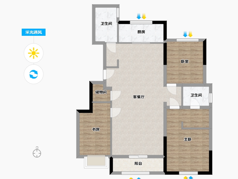 天津-天津市-华远棠悦-100.00-户型库-采光通风