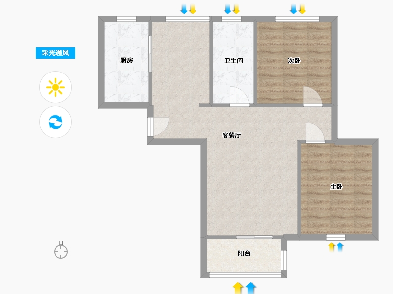 河北省-石家庄市-弘达明尚-70.00-户型库-采光通风