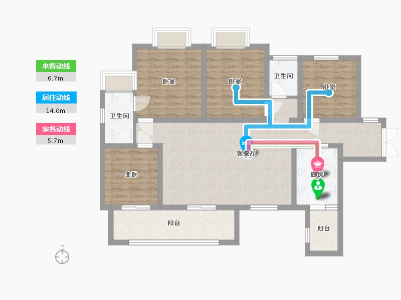 四川省-成都市-麓鸣九天-麓鸣苑-105.00-户型库-动静线