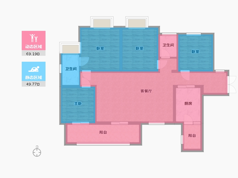 四川省-成都市-麓鸣九天-麓鸣苑-105.00-户型库-动静分区