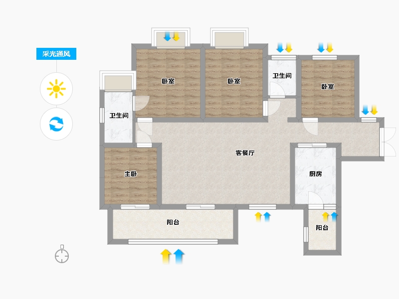 四川省-成都市-麓鸣九天-麓鸣苑-105.00-户型库-采光通风