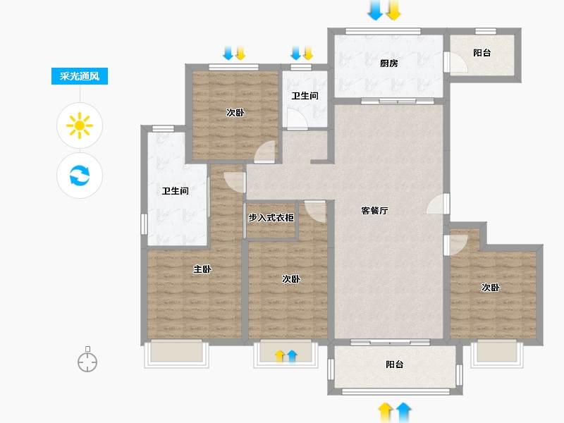 上海-上海市-融创青云壹号-130.00-户型库-采光通风