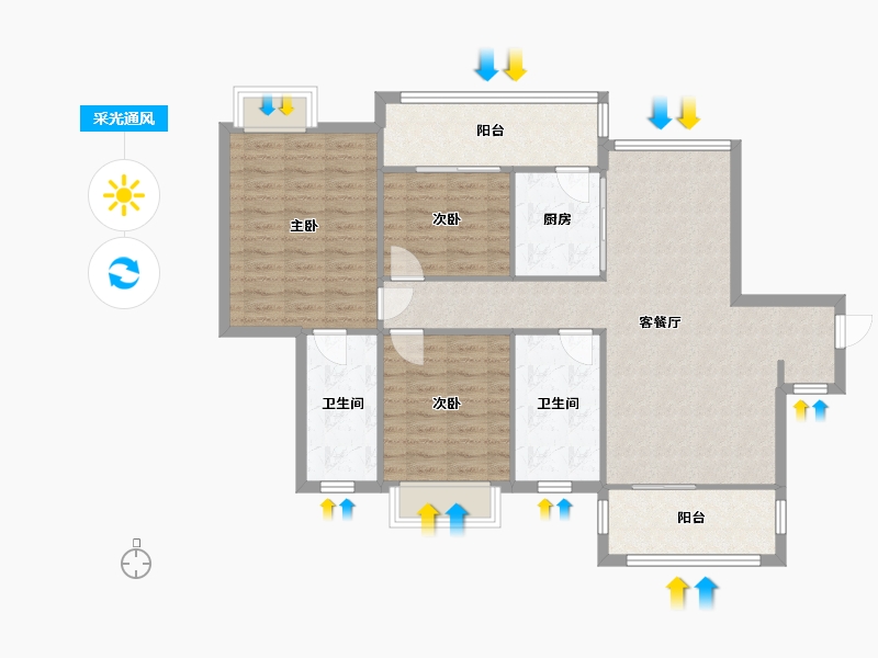 湖南省-湘潭市-滨江和府-100.00-户型库-采光通风