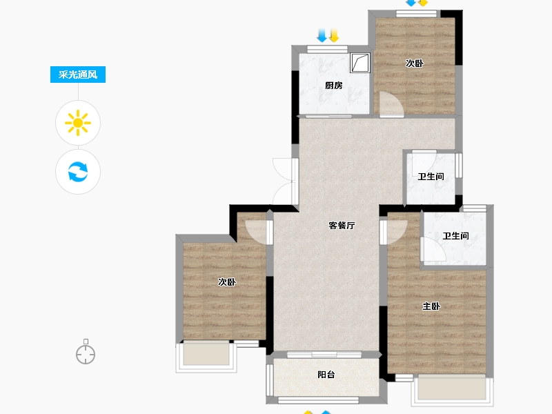 浙江省-金华市-金地峰汇-79.00-户型库-采光通风