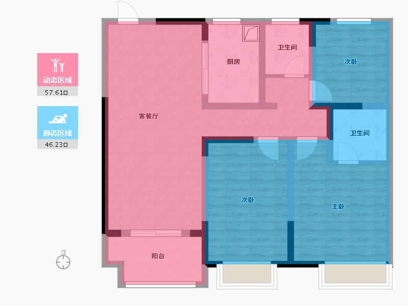 安徽省-宿州市-堂悦-105.60-户型库-动静分区