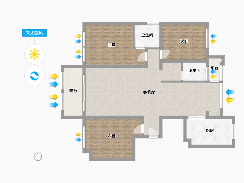 河南省-商丘市-建业壹号城邦1期-115.06-户型库-采光通风