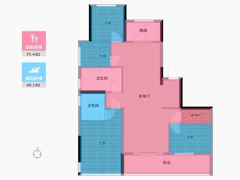 浙江省-嘉兴市-鸿翔云望-112.00-户型库-动静分区