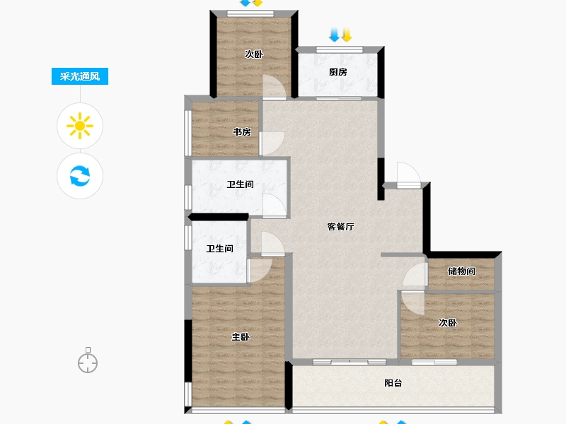 浙江省-嘉兴市-鸿翔云望-112.00-户型库-采光通风