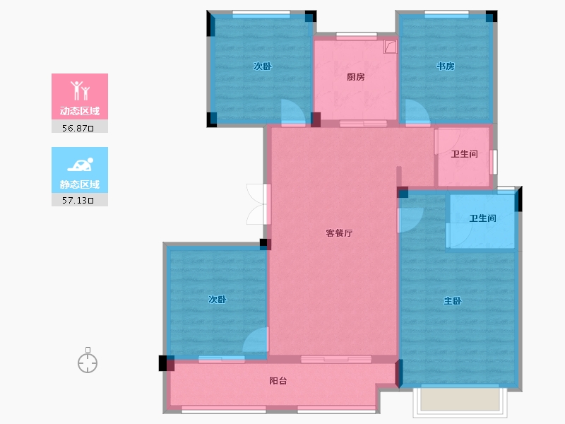 浙江省-宁波市-青溪云庐-102.40-户型库-动静分区