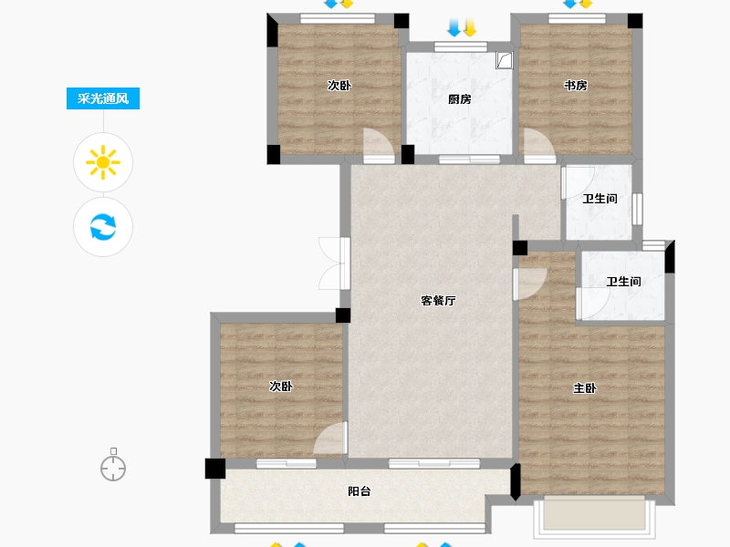 浙江省-宁波市-青溪云庐-102.40-户型库-采光通风