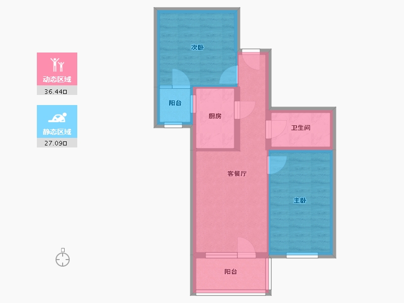 北京-北京市-开阳里(六区)-60.70-户型库-动静分区