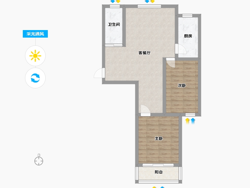 江苏省-南京市-滨河御景-72.80-户型库-采光通风