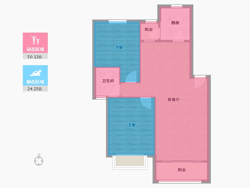 上海-上海市-绿波景园-72.77-户型库-动静分区