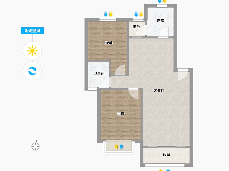 上海-上海市-绿波景园-72.77-户型库-采光通风