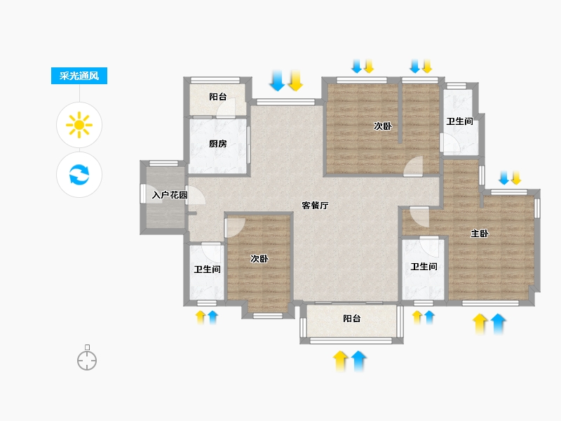 贵州省-贵阳市-恒大金阳新世界珑璟-103.76-户型库-采光通风