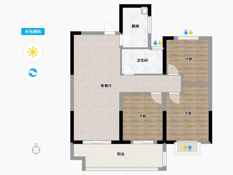 江苏省-盐城市-国投欧亚悦府-86.40-户型库-采光通风